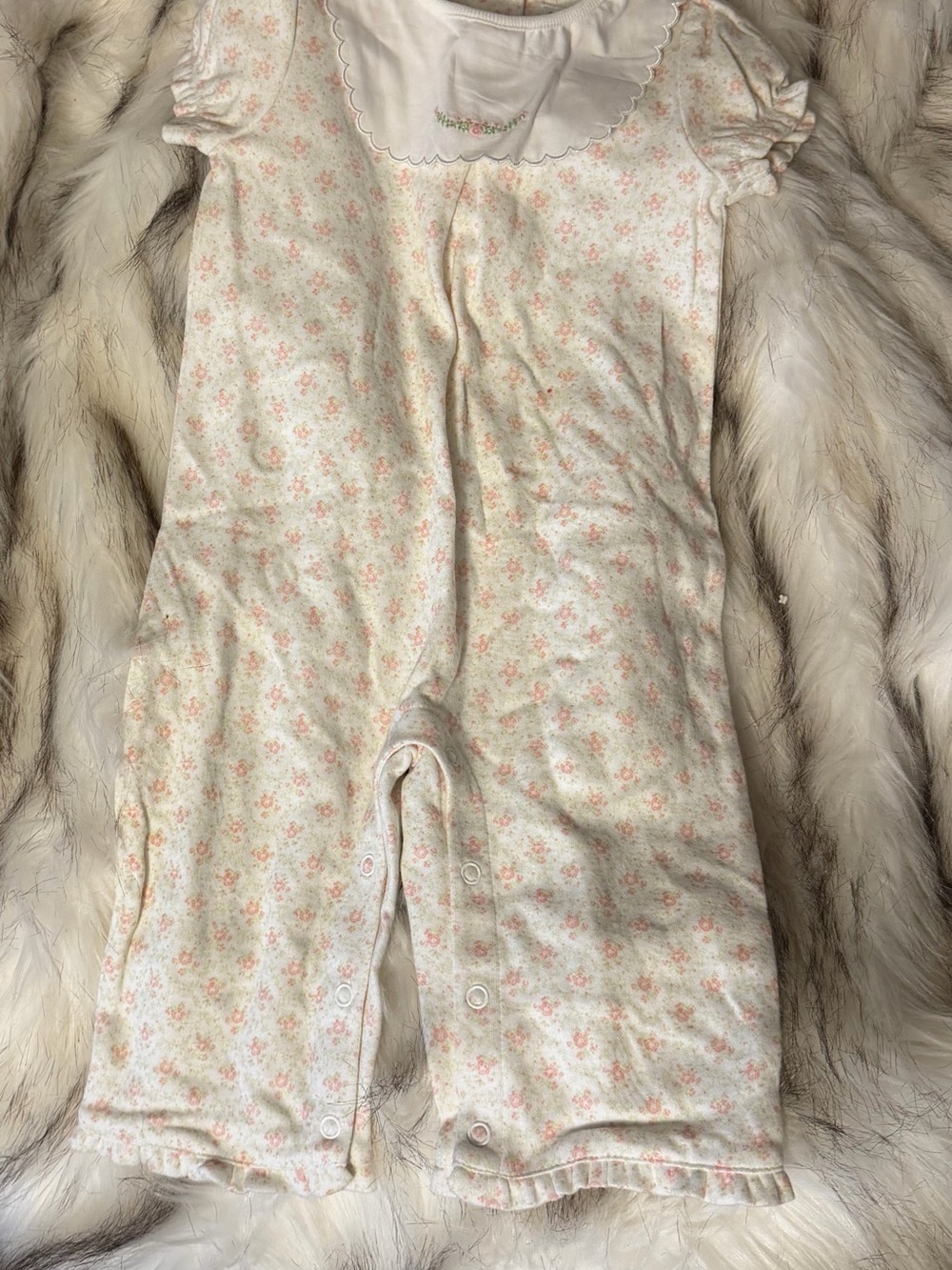 NWT Gymboree Cream Romper with Pink Floral Print